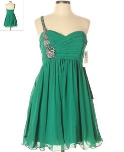 HOCO Emerald Green one shoulder strap dress gown cy 6 7 8 cy